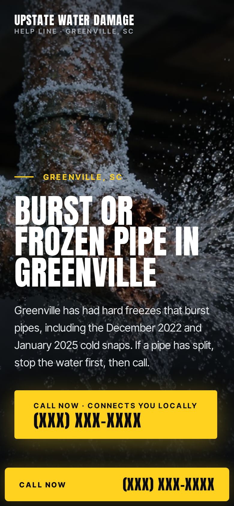 Sample site on mobile